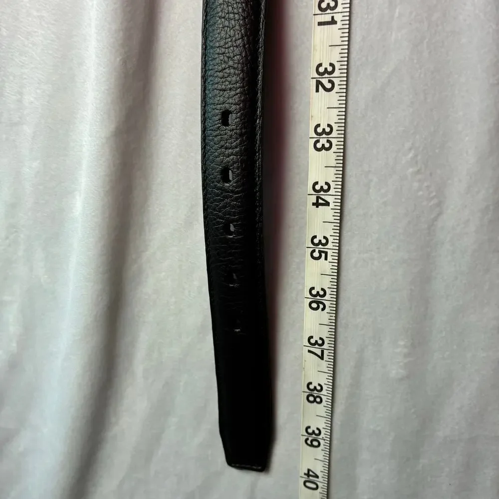 33mm Black Dress Belt Men's 34 Full Grain Leather New NWT Double Loop Reinforced
